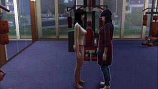 Raven flexes big tits in gym workout turns public comic fuckfest