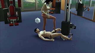 Raven flexes big tits in gym workout turns public comic fuckfest