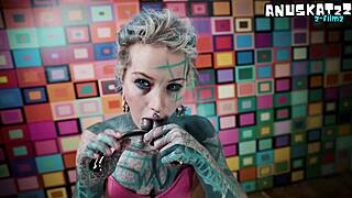 goth punk teen in pink corset fingers gaping asshole sucks dildo missionary orgasm solo toys