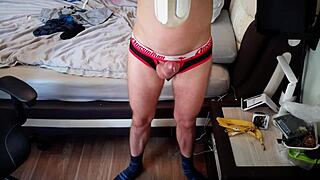 oh man my massive cock throbs so bad in this fleshlight slow-mo cumshot from four angles while im in jockstrap after twitch stream