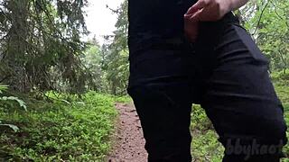 hey chubbykaot, you flashing that fat belly and cock in the forest woods?