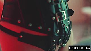 pretty redhead in corset spanks her ass hard till orgasm hits
