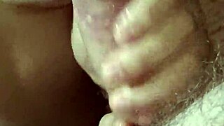 korean wife kneels for close-up cock sucking and cum gulp