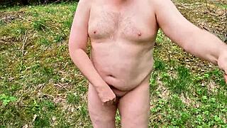 hey chubbykaot, you flashing that fat belly and cock in the forest woods?
