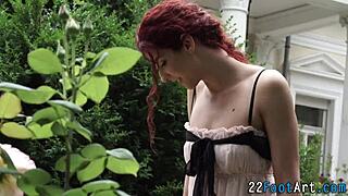 that kinky slut tugs out a massive cumshot with her feet and hands