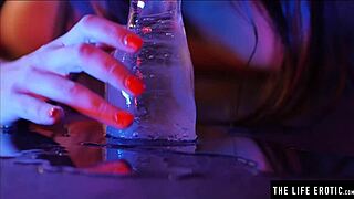 Pounding Tight Asshole with Massive Ice Dildo Deep Inside