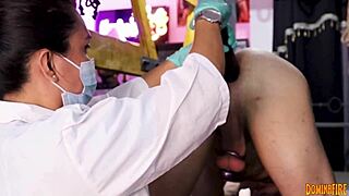 imagine this latex nurse stretching your ass in bdsm hospital exam gloves on