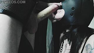 yo, my little bitch gets whipped for playing with her slutty tits then gags on my huge cock