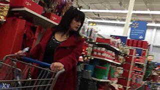 one candid mom shopping unaware of hidden camera