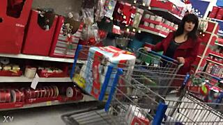 one candid mom shopping unaware of hidden camera