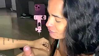 Big titted brazilian morena rides huge crooked cock raw