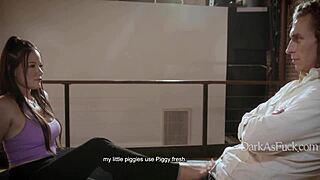 Role play blackmail hole pay with Alison Rey bent over for Michael Vegas on sofa