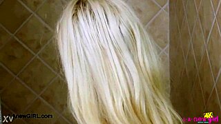picture perfect blonde strips down during steamy shower casting
