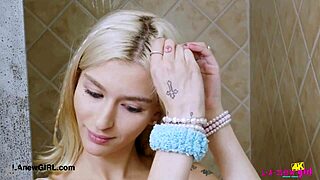 picture perfect blonde strips down during steamy shower casting