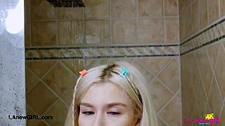 picture perfect blonde strips down during steamy shower casting