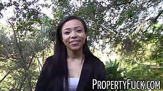 young black real estate agent falls for pervy camera guy's outdoor trick and fucks hard