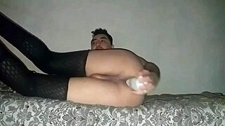 Sofi Vice teases in heels and lingerie before skinny sissy anal dildo play