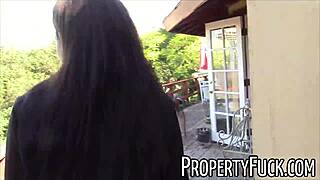 young black real estate agent falls for pervy camera guy's outdoor trick and fucks hard