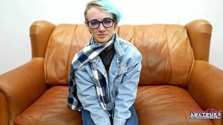 Blue Haired Hottie Raven Fingers Her Shaved Pussy Then Gets Fucked Bent Over for Cum Swallow