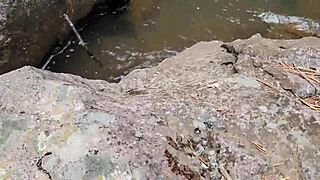 Riverside backshots pound her big ass in outdoor quickie!