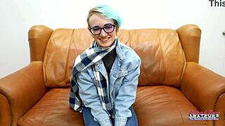 Blue Haired Hottie Raven Fingers Her Shaved Pussy Then Gets Fucked Bent Over for Cum Swallow
