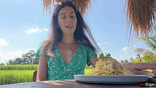 public cumwalk cafe pasta carbonara mixed with fresh face sperm sloppy??