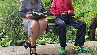 my busty stepmom's saggy tits flash during outdoor exam roleplay