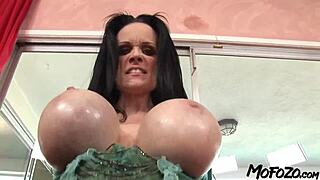 Granny takes cumshot on huge tits