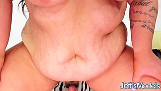 Chubby Madison's mouth and pussy stuffed with thick cock