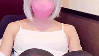 Mask beauty crossdresses and masturbates on cam