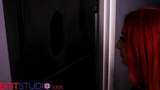 redhead nurse sneaks to gloryhole and gulps down patient's hot load in steamy hospital blowjob