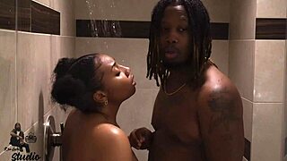 dude she took that big black cock so well in the real shower sex
