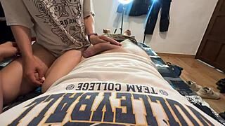 he sneaks a quick glance as his stepsister gives an incredible blowjob while alone at home