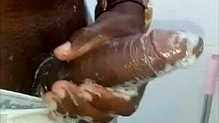 ruby black guy flaunts his massive thick cock outdoors publicly