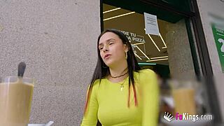 shameless latin babe valen pink flashes madrid streets then takes outdoor hardcore pounding