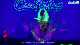 jewelz blu's body paint hides nothing in her dildo orgasm frenzy