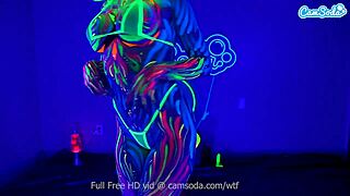 jewelz blu's body paint hides nothing in her dildo orgasm frenzy