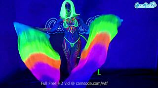 jewelz blu's body paint hides nothing in her dildo orgasm frenzy