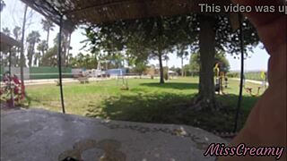 flashed naked in park groping stepdad's cock while strangers stare