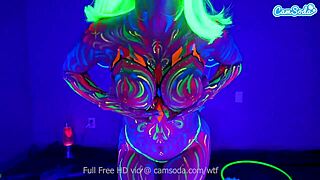 jewelz blu's body paint hides nothing in her dildo orgasm frenzy