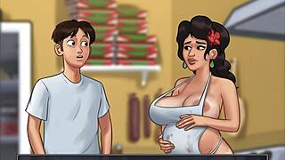 maria strips nude in summertime saga showing pregnant big tits and ass