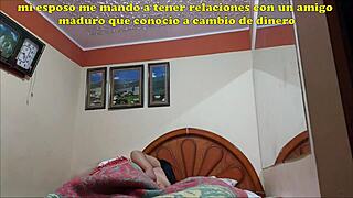 Submissive Latina Wife Offered as Prostitute to Mature Friend by Cuckold Husband