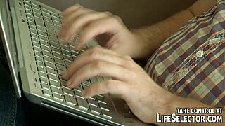 Naughty writer fantasizes hardcore blowjob and foot fetish with babe