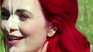 Classy bombshell drowns in bukkake facial swallowing every thick load