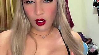 Juicy Transsexual Cock Exposed for Crossdressing Stroke and Suck Temptation