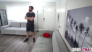 Mischievous Petite Caught Tall Stepbro Jerking Off Deepthroat Fuck