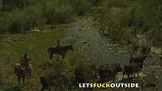 Hej, låt oss knulla ute med den söta brunettens stora tuttar i offentligheten! 😜