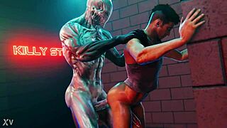 단테와 월라이더의 뜨거운 3D 만화 섹스 대결