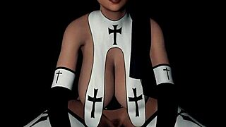 나쁜 수녀, 애널 딜도로 야하게 타 😈