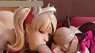 큰 엉덩이들이 3D 헨타이 액션에서 거친 애널 받아